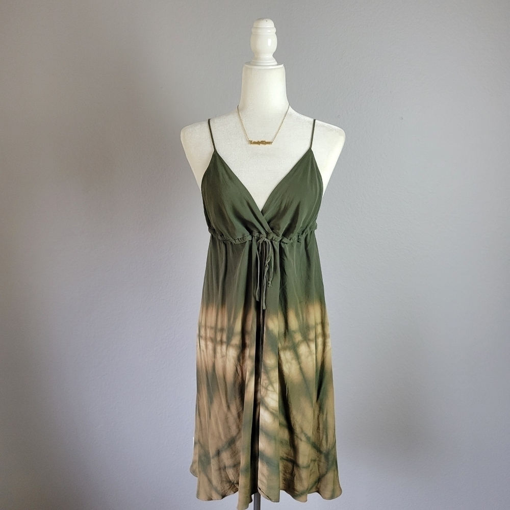 GYPSY 05 // olive & tan silk tie dye adjustable strap mini dress